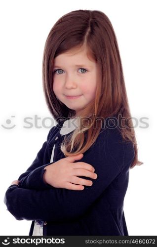 Beautiful little girl isolated on a white background