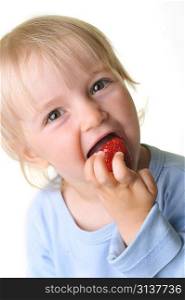 beautiful little girl with strawberry