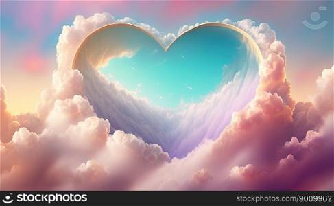 Beautiful love object in the sky with colorful clouds