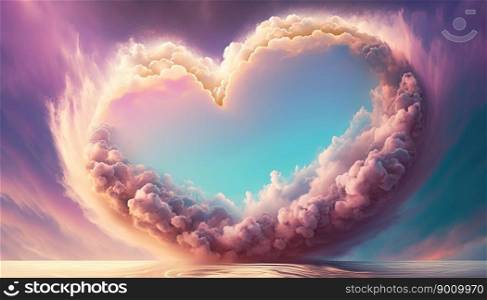 Beautiful love object in the sky with colorful clouds