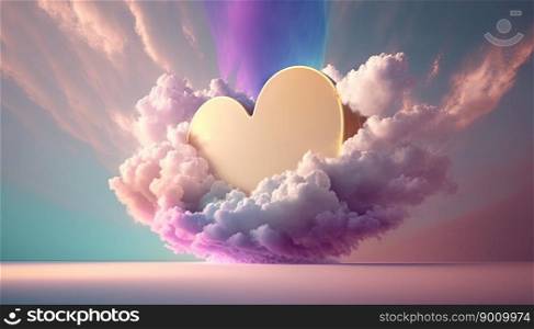 Beautiful love object with colorful clouds