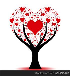 Beautiful love tree with hearts pattern