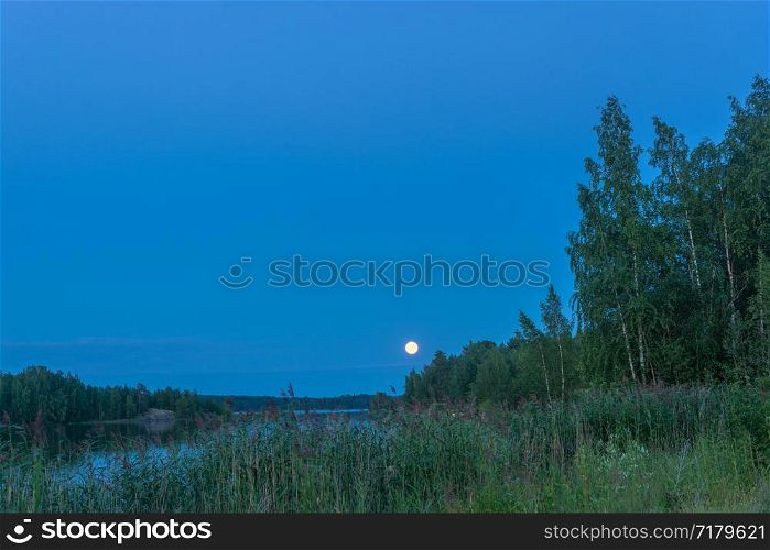 Beautiful lunar landscape on a summer evening in Karelia, Russia.