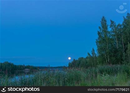 Beautiful lunar landscape on a summer evening in Karelia, Russia.