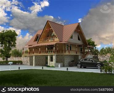 Beautiful luxury home (3D rendering)