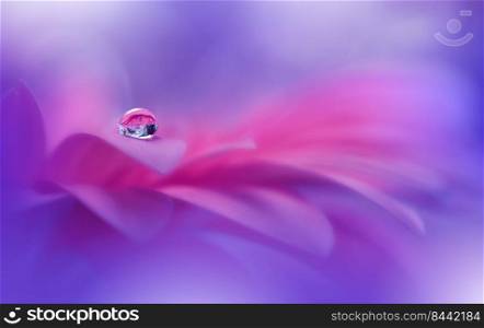 Beautiful Macro Shot of Magic Flowers.Border Art Design.Magic Light.Extreme Close up Photography.Conceptual Abstract Image.Violet and Blue Background.Fantasy Art.Creative Wallpaper.Beautiful Nature Background.Amazing Spring Flower.Water Drop.Copy Space.
