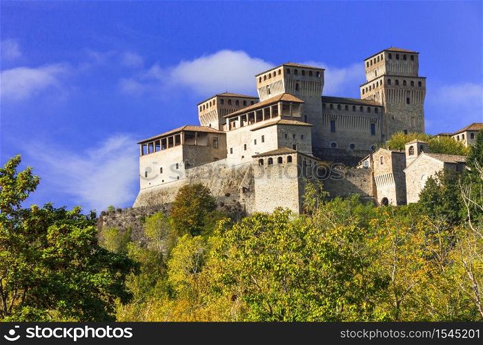Beautiful medieval castles of Italy - Torrechiara in Emilia-Romana, province of Parma . Italian castles - impressive Castello di Torrechiara