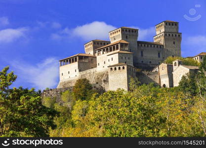 Beautiful medieval castles of Italy - Torrechiara in Emilia-Romana, province of Parma . Italian castles - impressive Castello di Torrechiara