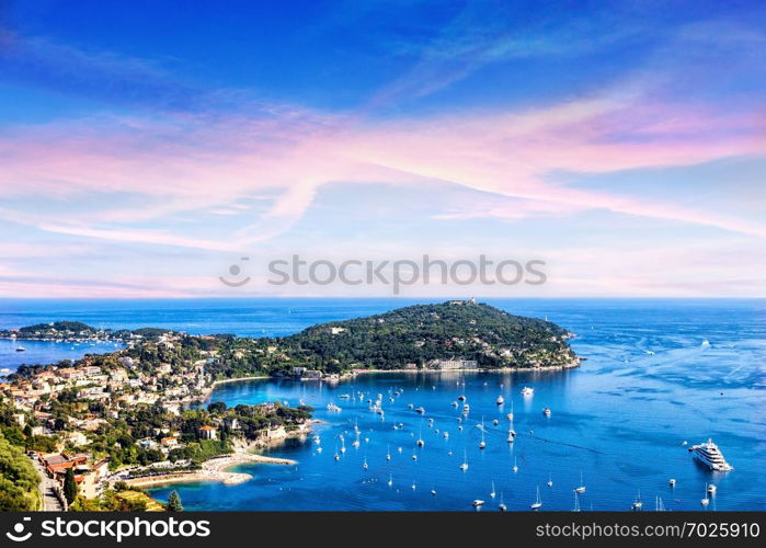Beautiful mediterranean landscape, view of luxury resort and bay, french riviera, France, near Nice and Monaco - Image