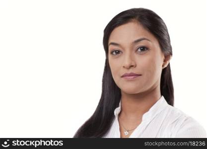 Beautiful mid adult woman over white background