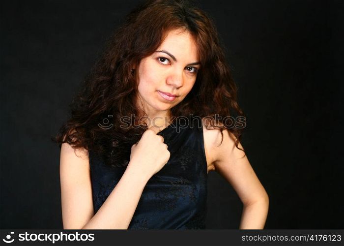 beautiful middle eastern girl on dark background