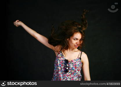 beautiful middle eastern girl on dark background