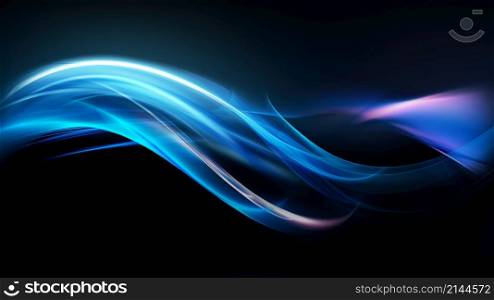 Beautiful Modern Background with Shining Wavy Lines on Dark Background