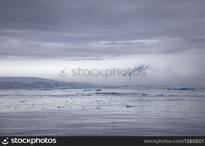 Beautiful mood lighting shows gentle landscape in Antarctica