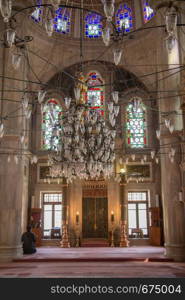 Beautiful mosque chandelier in Istanbul, Turkey, in the view