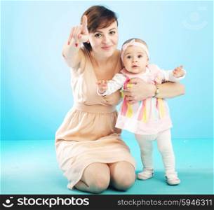 Beautiful mother with cute daughter