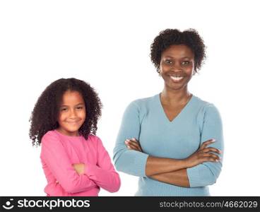 Beautiful mother with her daughter isolated on a white background