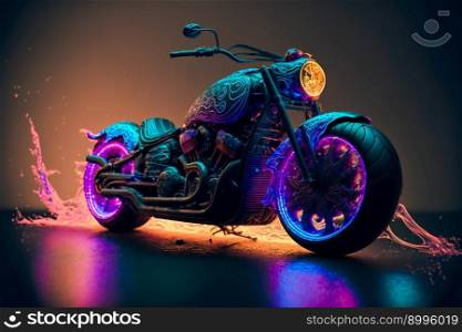 Beautiful motorcycle.  Image created with Generative AI technology
