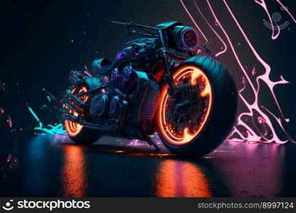 Beautiful motorcycle.  Image created with Generative AI technology 