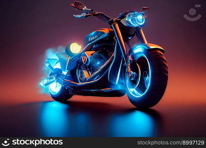 Beautiful motorcycle.  Image created with Generative AI technology
