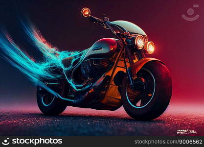 Beautiful motorcycle.  Image created with Generative AI technology
