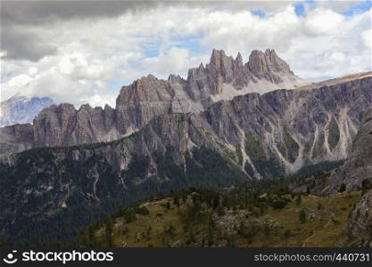 Beautiful mountain landscape around the Cinque Torri. Dolomites, Italy