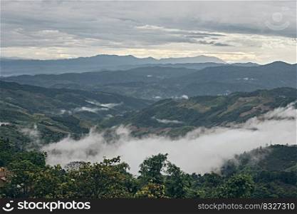 Beautiful mountain landscape of Doi Chang hill in Chiang Rai province, Thailand . Beautiful mountain 