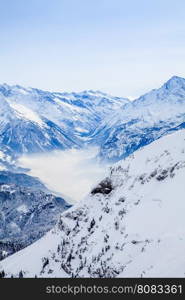 Beautiful mountain landscape. Winter mountains panorama