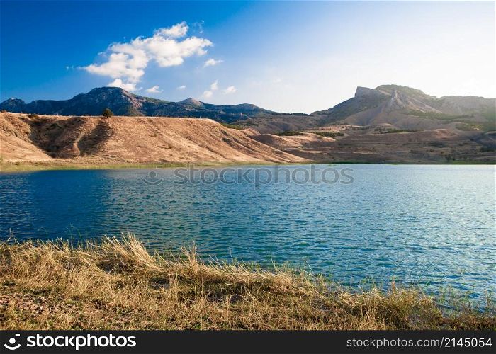 beautiful mountain landscape with lake. beautiful mountain landscape