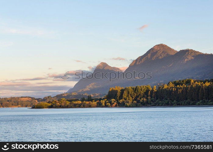 Beautiful mountain landscapes in Patagonia. Mountains lake in Argentina, South America.