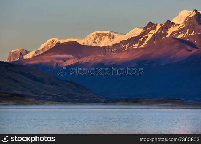 Beautiful mountain landscapes in Patagonia. Mountains lake in Argentina, South America.