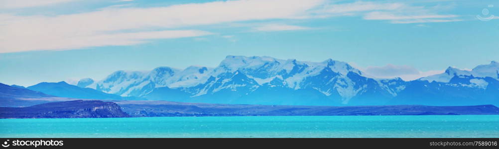 Beautiful mountain landscapes in Patagonia. Mountains lake in Argentina, South America.