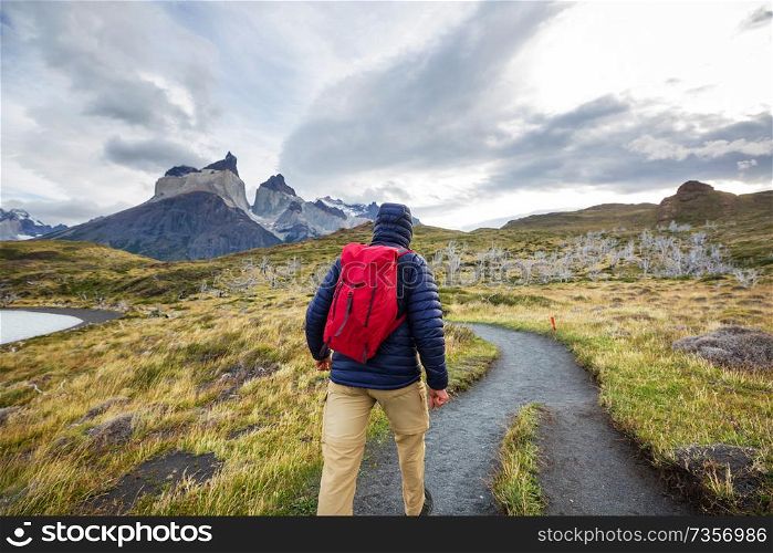 Beautiful mountain landscapes in Torres Del Paine National Park, Chile.