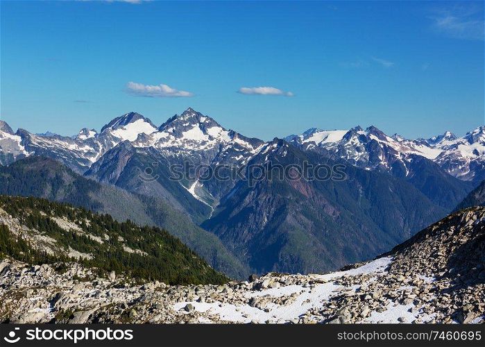Beautiful mountain peak in  North Cascade Range, Washington / USA