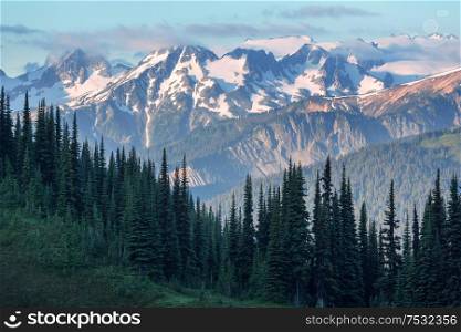 Beautiful mountain peak in North Cascade Range, Washington / USA