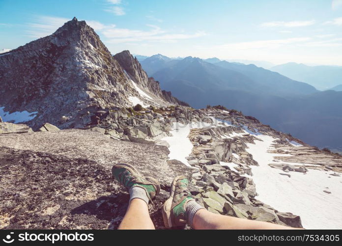 Beautiful mountain peak in North Cascade Range, Washington / USA