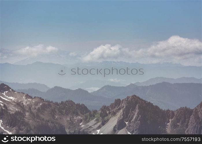 Beautiful mountain peak in North Cascade Range, Washington / USA