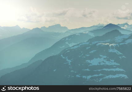 Beautiful mountain peak in North Cascade Range, Washington / USA