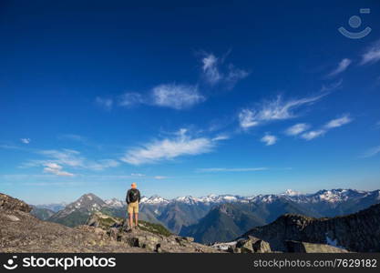 Beautiful mountain peak in North Cascade Range, Washington / USA