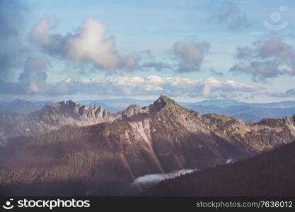 Beautiful mountain peak in North Cascade Range, Washington / USA