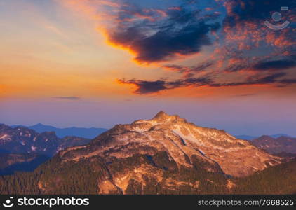 Beautiful mountain peak in  North Cascade Range, Washington,  USA