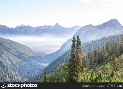 Beautiful mountain peak in  North Cascade Range, Washington,  USA