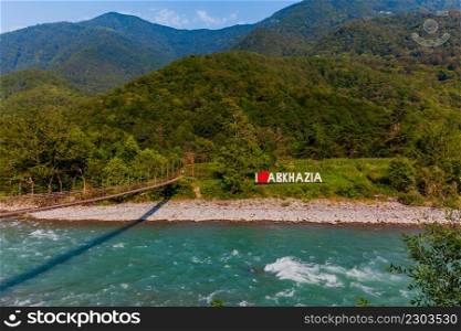 Beautiful mountain river in Abkhazia. mountain river in summer