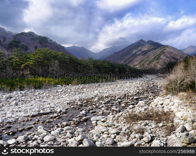 Beautiful mountain river. Seoraksan, South Korea