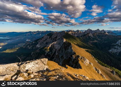 Beautiful mountain tour to the Aggenstein at sunset in the Tannheimer Tal