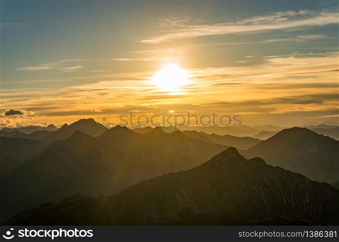 Beautiful mountain tour to the Aggenstein at sunset in the Tannheimer Tal