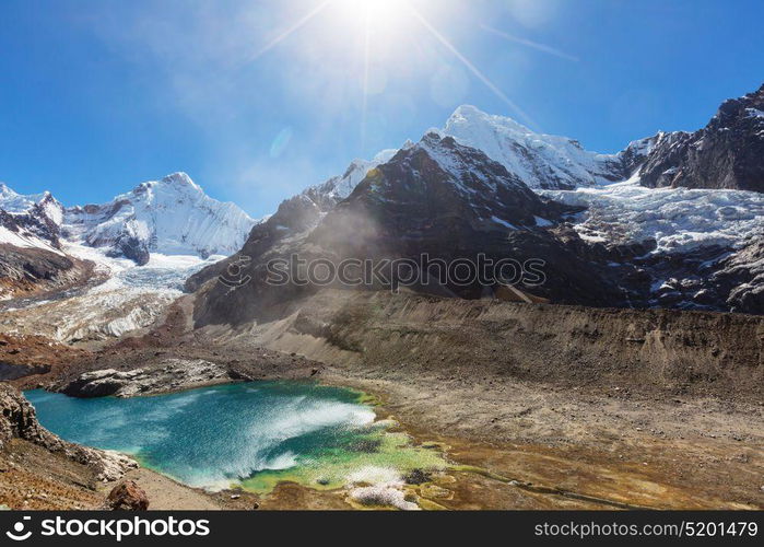 Beautiful mountains landscapes in Cordillera Huayhuash, Peru, South America