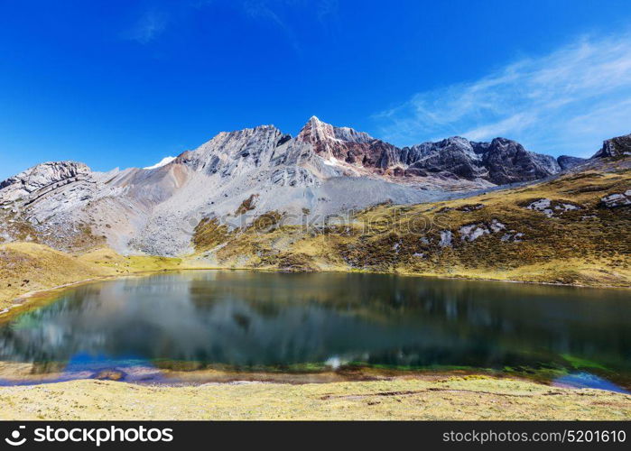 Beautiful mountains landscapes in Cordillera Huayhuash, Peru, South America