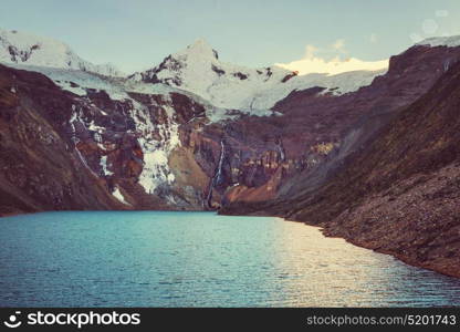 Beautiful mountains landscapes in Cordillera Huayhuash, Peru, South America