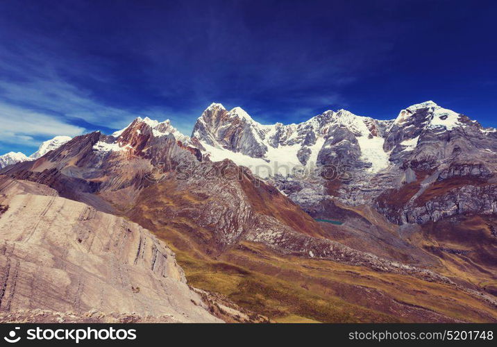 Beautiful mountains landscapes in Cordillera Huayhuash, Peru, South America